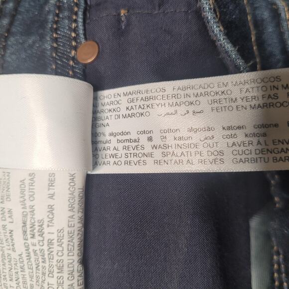 Massimo Dutti Shorts 4 Blue Denim High Rise Leather Pocket Button Fly Casual - Picture 5 of 9